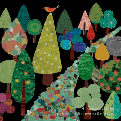 Pigments drift down to the brook