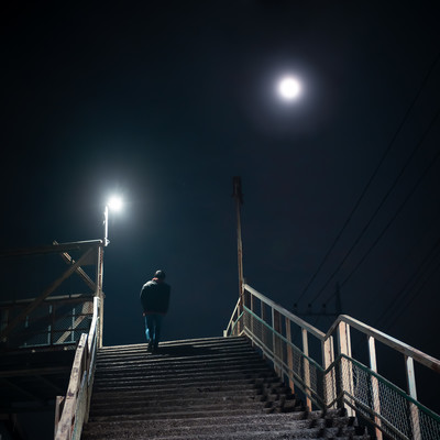 The moon in the night sky