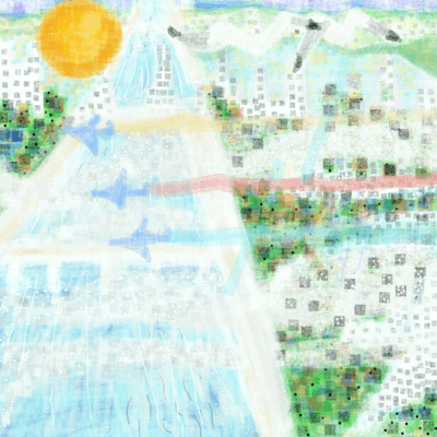 Landscape seen in perspective