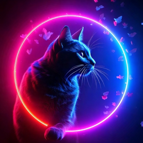 neon light cat