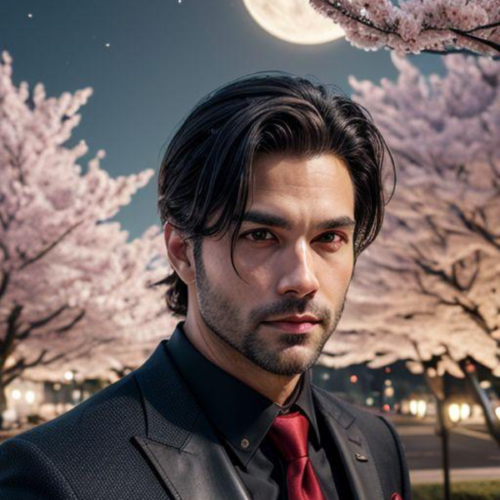 Night Cherry Blossoms Mirage Moon