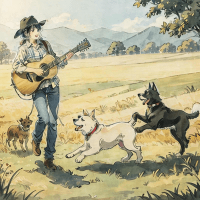 Harmonica Country BGM with Dogs
