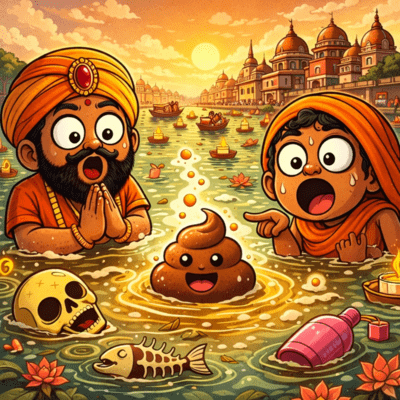 Indians pooping in the Ganges2
