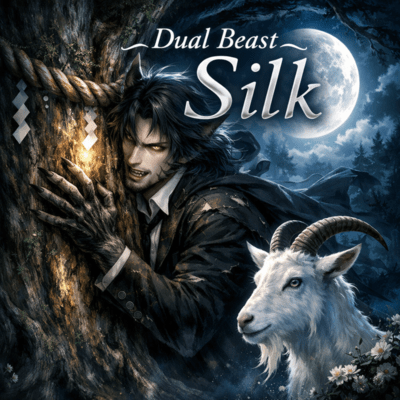 "Dual Beast Silk ~ The Sacred Tree and the Goat at Night ~ "