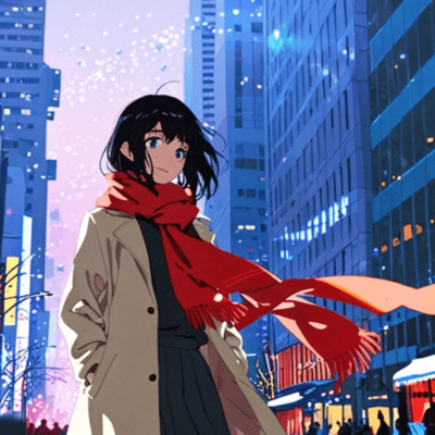 In the snow-covered town