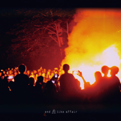 At a busy intersection after the festival