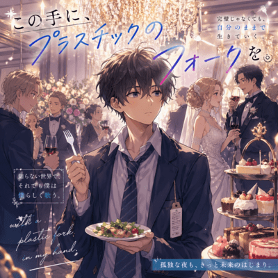 Give me a plastic fork in this hand