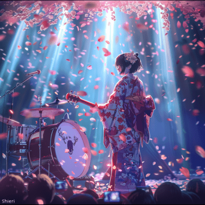 Cherry blossoms dance on the momentary stage
