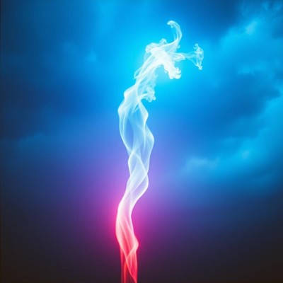 Blue flames call forth a storm and turn red