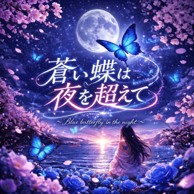 Blue butterfly in the night