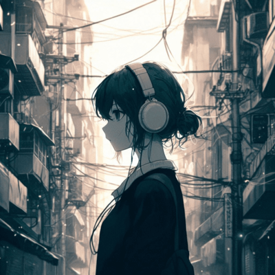 Girl with a small smile on her face, looking down