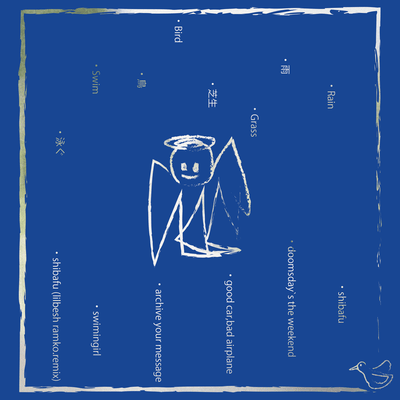 bird swim in the rainy grass